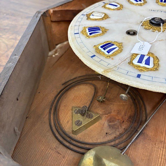 Antique Wall Clock "Ox Eye "walnut and rosewood , 1850 HOTTOT marble dial