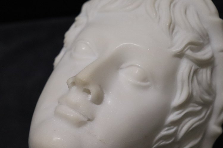 Head of a Young Bacchus, White Marble Sculpture