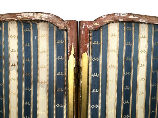 Two-leaf screen in gilded wood, Louis XVI style