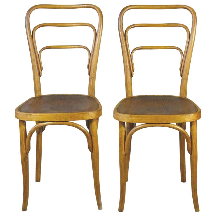 Deux chaises N° 248a de KOHN, vers 1905, noyer clair- no Thonet