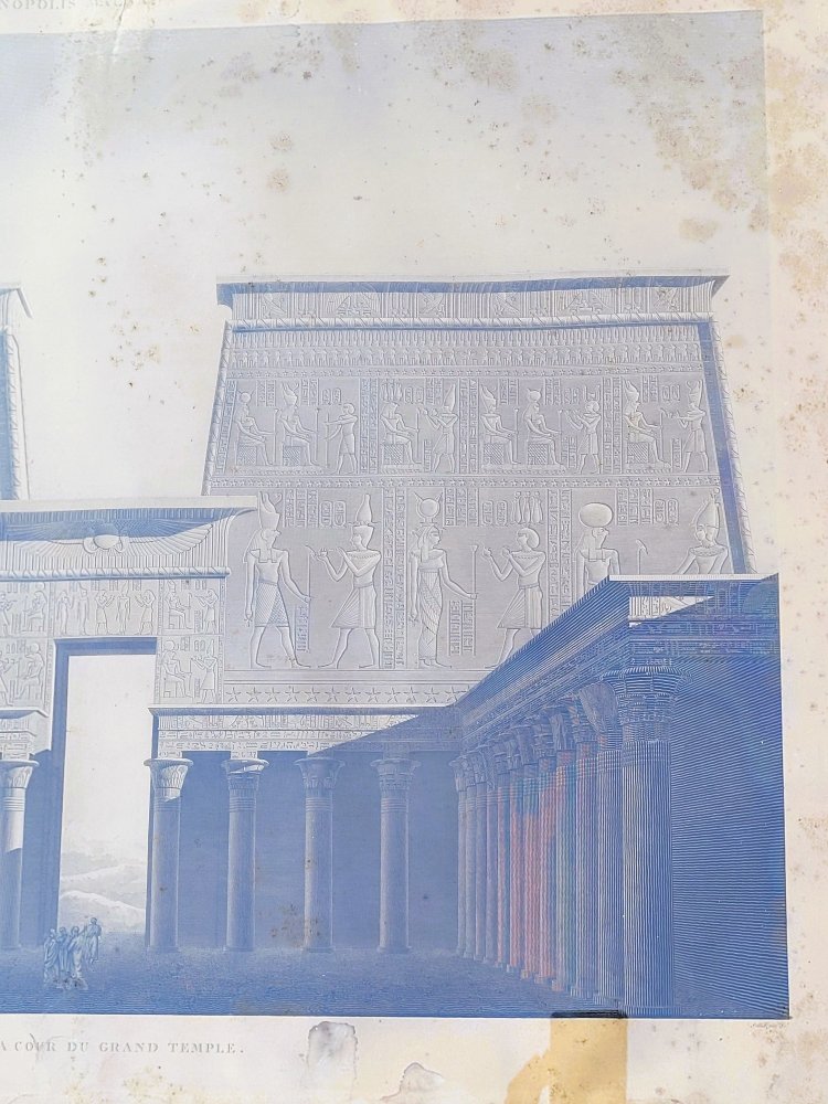 Tempel von Edfu, Gerahmter Stich 19. Jahrhundert