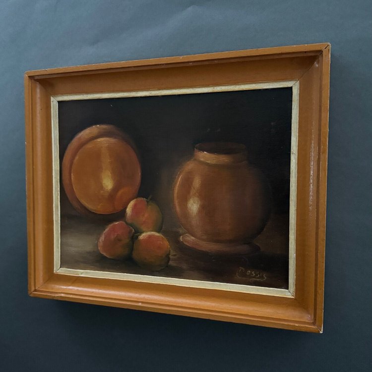 Huile sur panneau par Possis nature morte aux fruits XXe