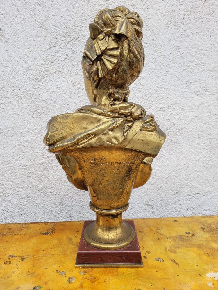 A Carrier, Buste De Femme En Bronze, Signé, XIXème Siècle