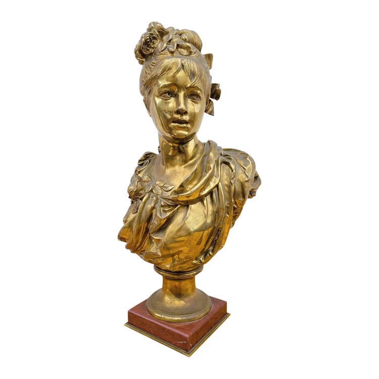 A Carrier, Buste De Femme En Bronze, Signé, XIXème Siècle