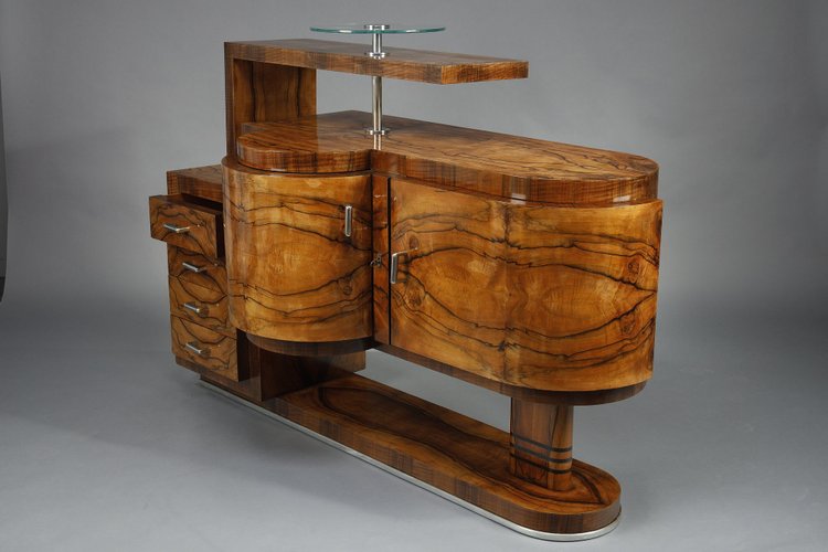 LARGE ART DECO BAR CABINET IN WALNUT VENEER