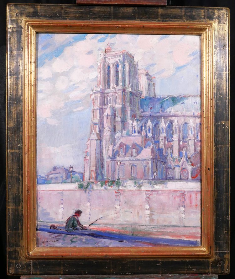 Raphaël CHANTEROU 1888-1945 Paris, la cathédrale Notre-Dame, tableau, vers 1920-30