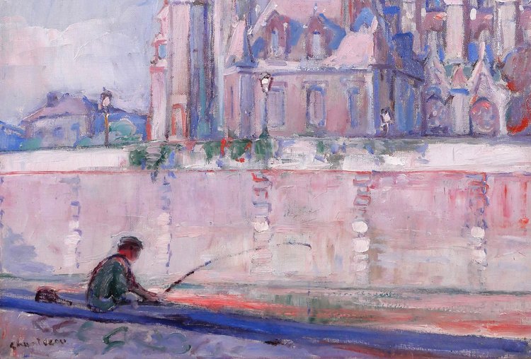 Raphaël CHANTEROU 1888-1945 Paris, la cathédrale Notre-Dame, tableau, vers 1920-30