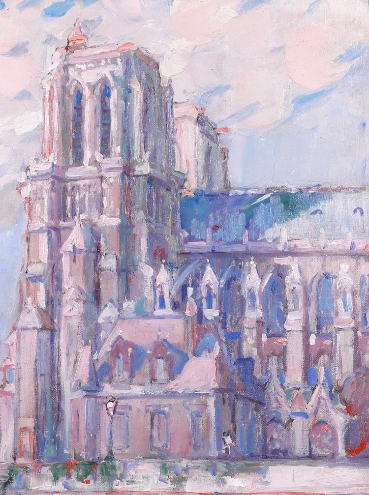 Raphaël CHANTEROU 1888-1945 Paris, la cathédrale Notre-Dame, tableau, vers 1920-30