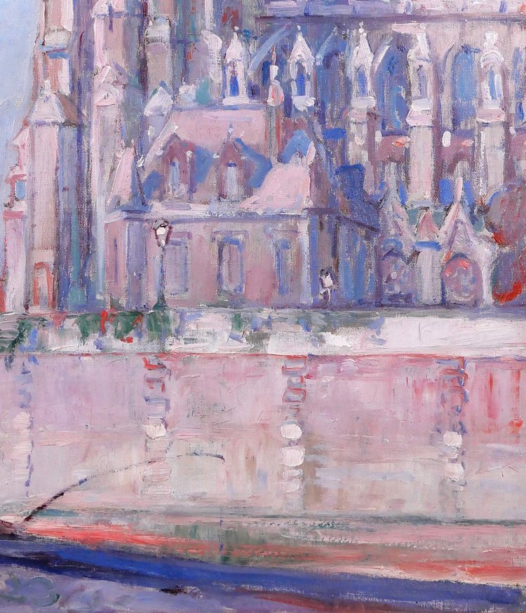 Raphaël CHANTEROU 1888-1945 Paris, la cathédrale Notre-Dame, tableau, vers 1920-30