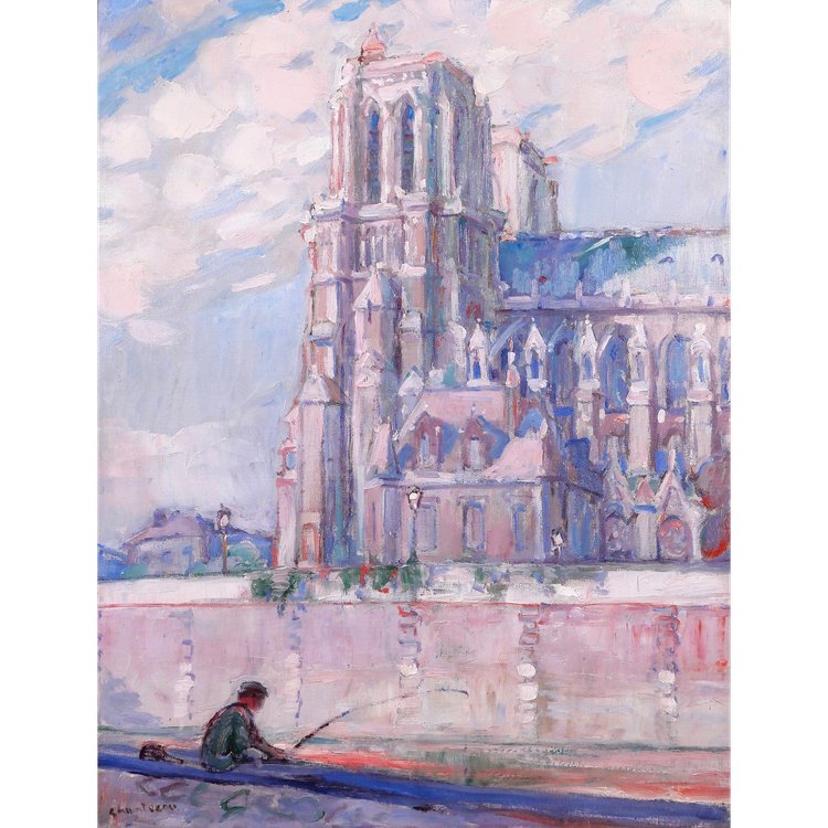 Raphaël CHANTEROU 1888-1945 Paris, la cathédrale Notre-Dame, tableau, vers 1920-30