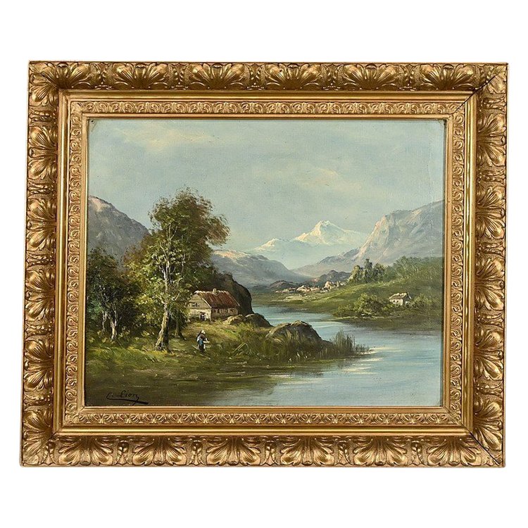 Huile sur Toile « Paysage Montagnard » signée C.Lion – Fin XIXe