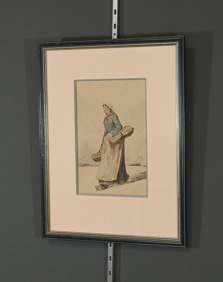 Watercolor "La Marchande Nantaise" by Z. Trigo - Late 19th century