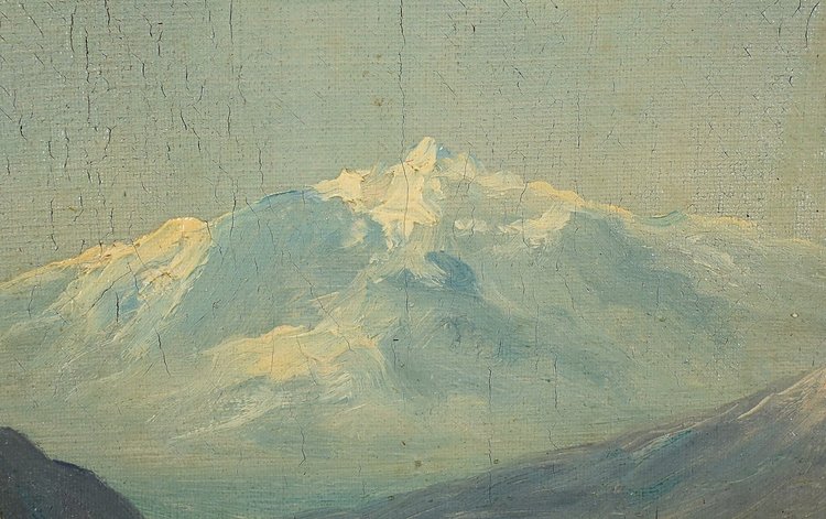 Öl auf Leinwand "Berglandschaft", signiert C. Lion - Ende des 19.