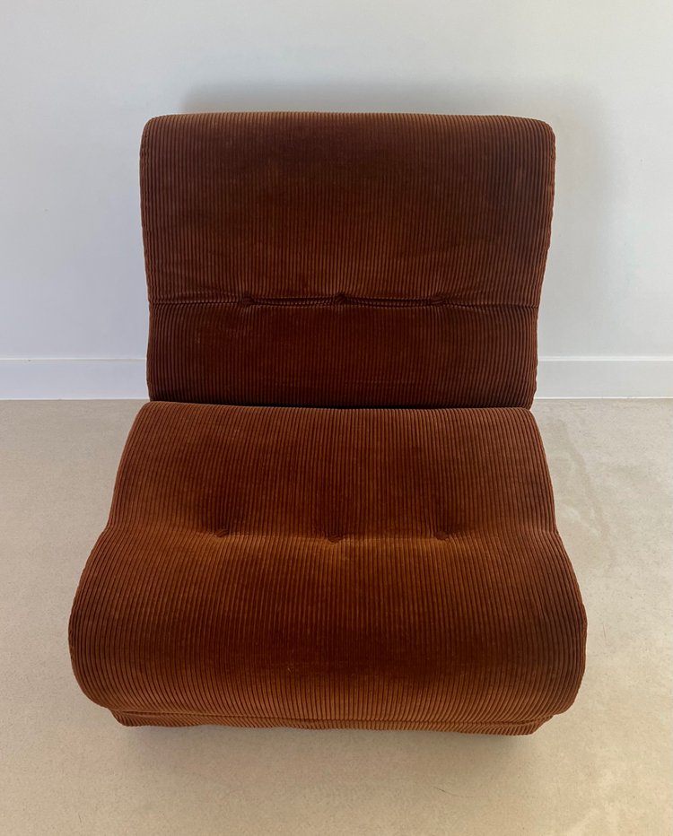 Brown velvet daybed chair, France 70s