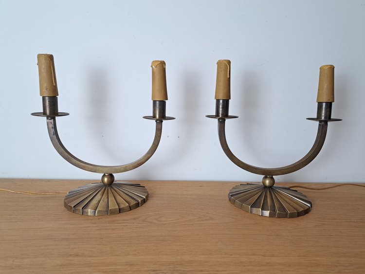 Coppia di lampade , Modernista , Bronzo , Art Deco , XX°.