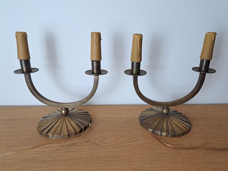 Coppia di lampade , Modernista , Bronzo , Art Deco , XX°.