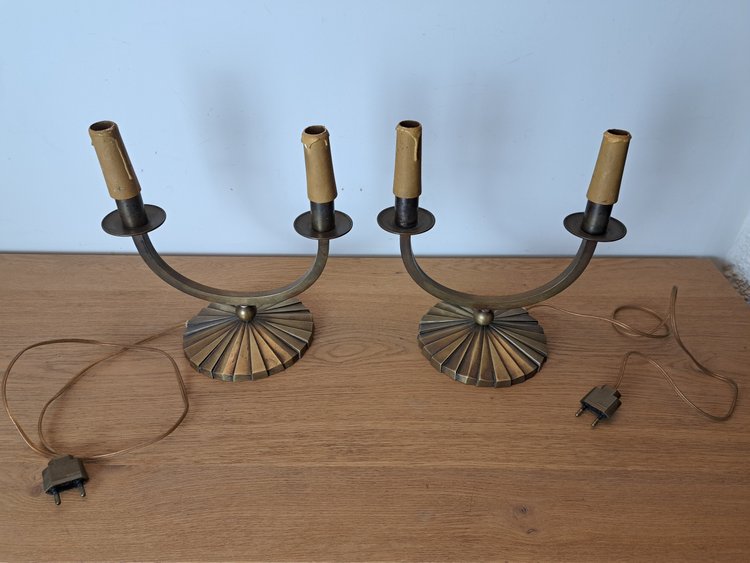 Coppia di lampade , Modernista , Bronzo , Art Deco , XX°.