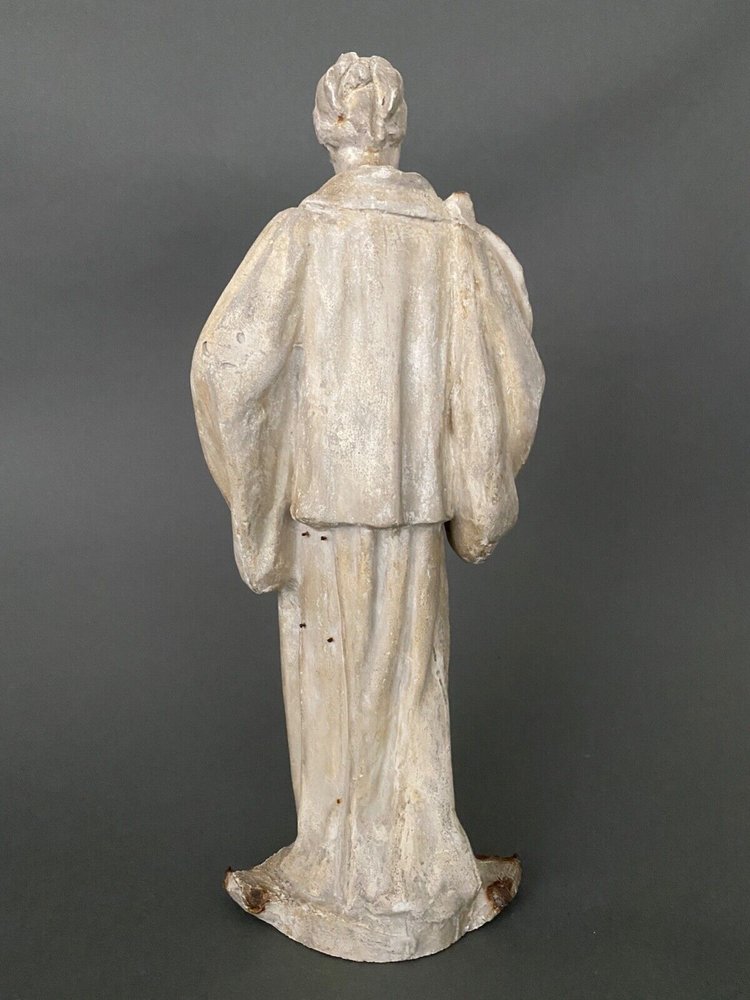 Atelierstatue aus Gips von Charles Filleul Frau mit Fächer XX.