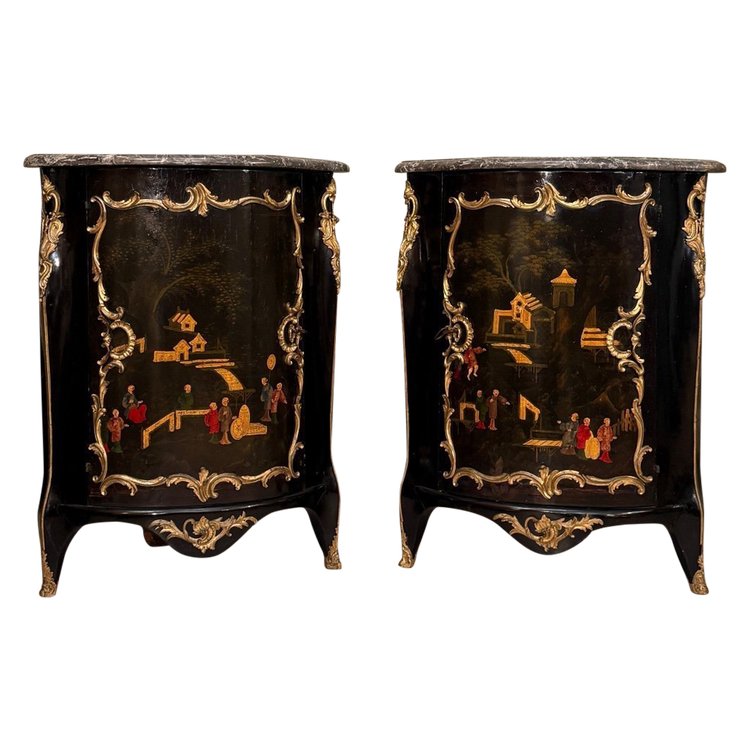 Pair of Louis XV Period Chinese Lacquer Corner Chests About 1750