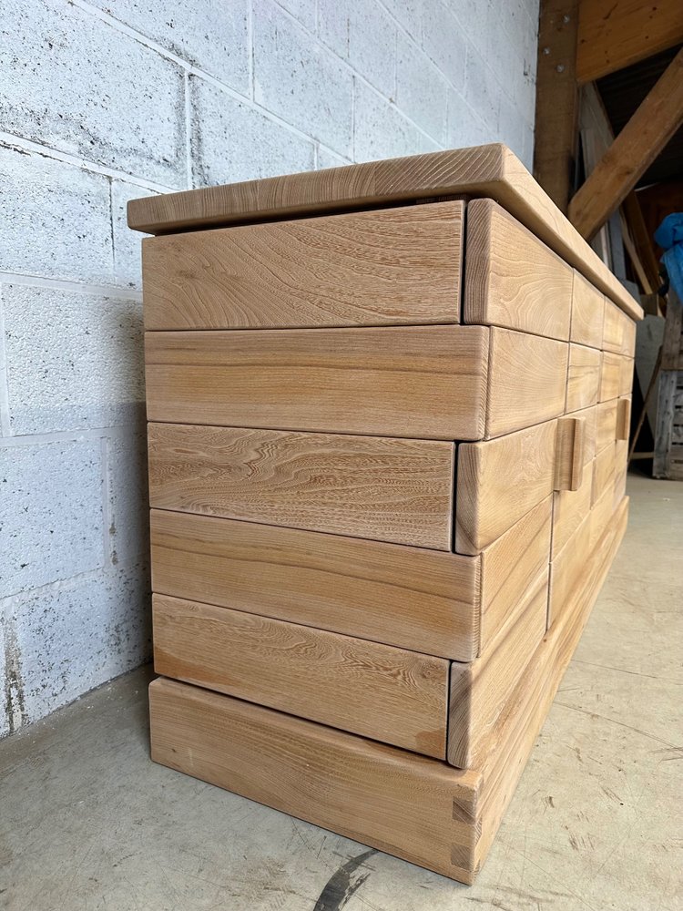 Credenza minimalista sbiancata anni '80