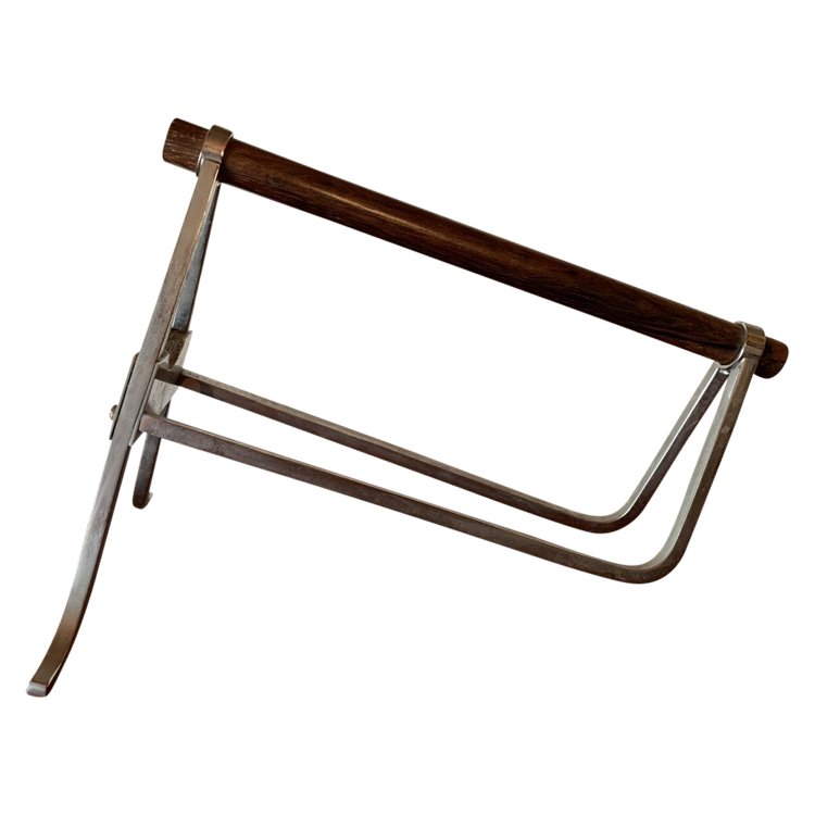 Porte Bouteille en palissandre et chrome de Jacques Adnet XX ème