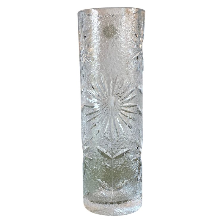 Vase Cristal De Bohême Engraved With Flowers XX ème