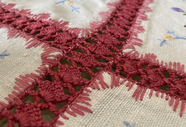 Tablecloth Embroidered With Bouquets Of Flowers 19th century