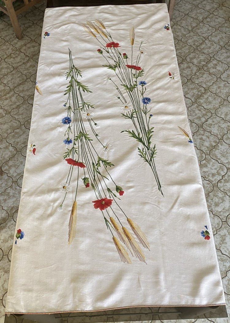 Linen Country Bouquet Tablecloth 19th century