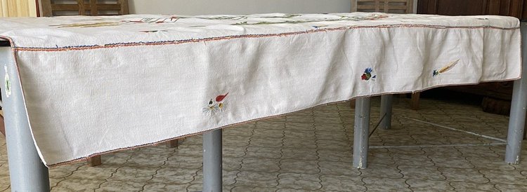 Linen Country Bouquet Tablecloth 19th century