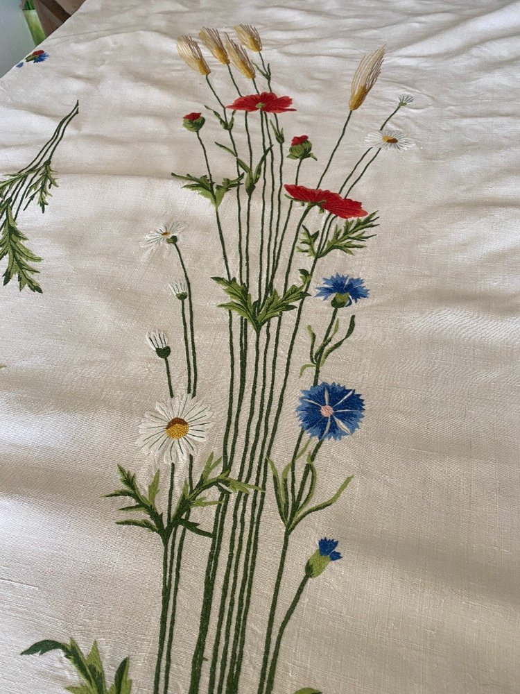 Linen Country Bouquet Tablecloth 19th century