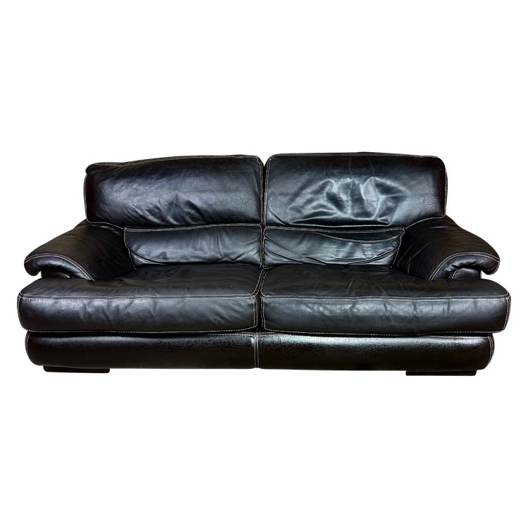 2-Sitzer-Sofa aus Leder in der Farbe Chocolat Roche Bobois 80'S