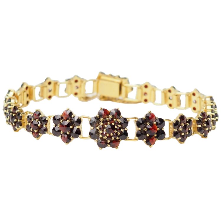 Vintage bracelet in yellow gold and garnet