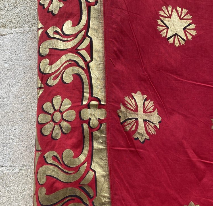 Grand Religious Red and Gold Drape