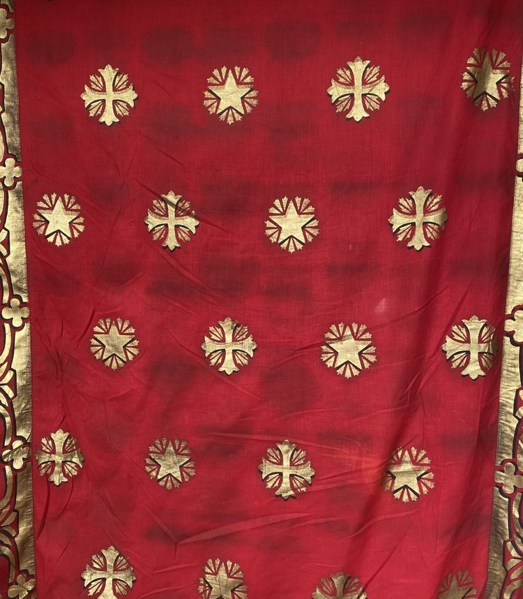 Grand Religious Red and Gold Drape