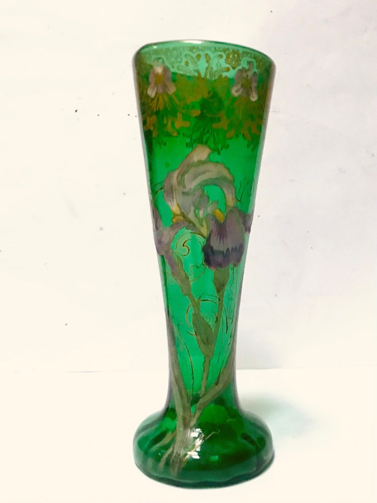 Vase art-nouveau en verre coloré /émaillé Legras