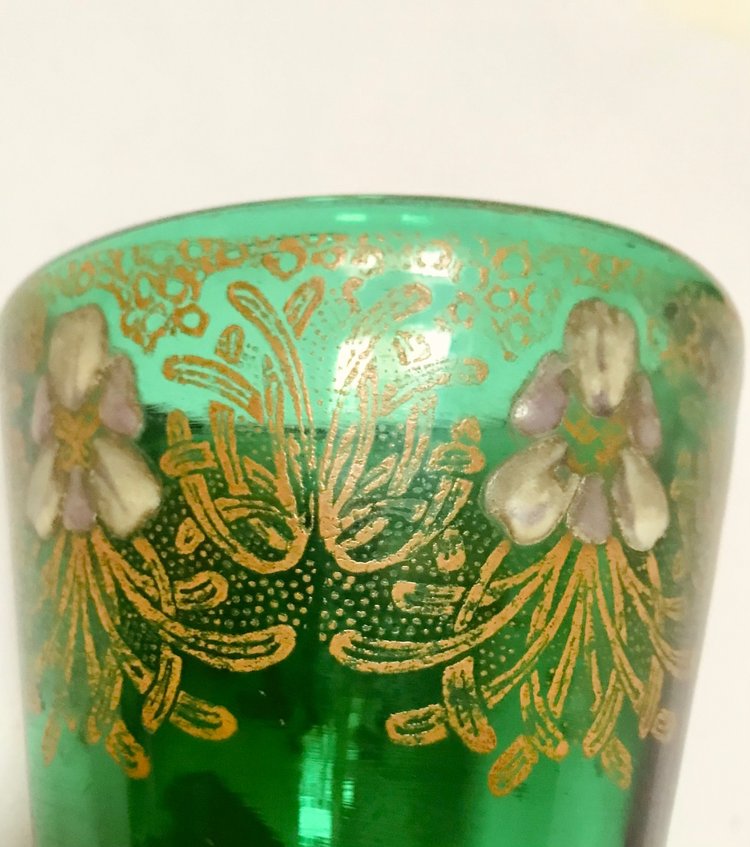 Vase art-nouveau en verre coloré /émaillé Legras