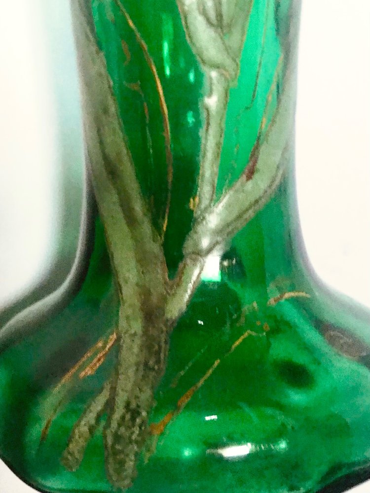 Vase art-nouveau en verre coloré /émaillé Legras