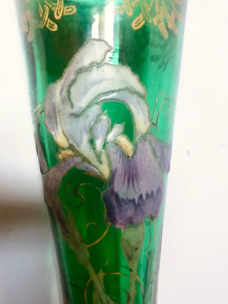 Vase art-nouveau en verre coloré /émaillé Legras