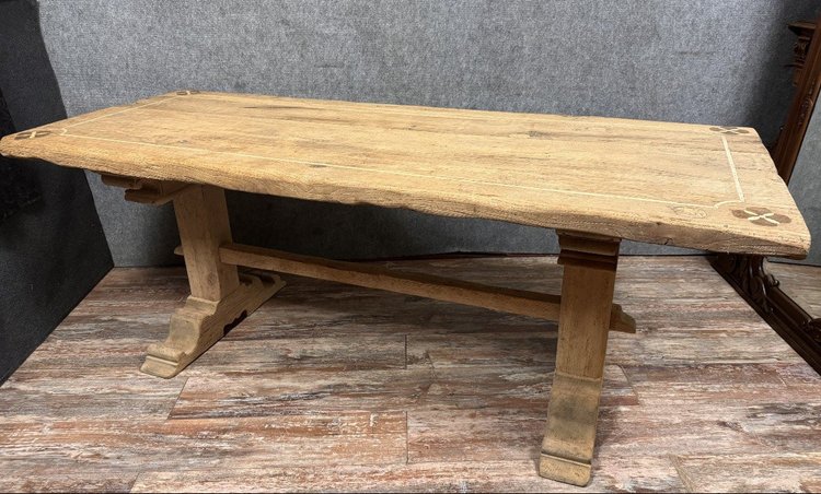 solid wood and marquetry dining table, late 19th century