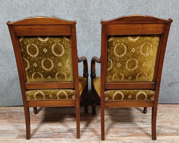 Pair of Empire/Consulat period mahogany armchairs circa 1800.