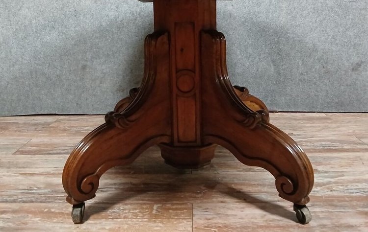 Table guéridon à allonges époque Louis Philippe en noyer vers 1830 / 434 cm