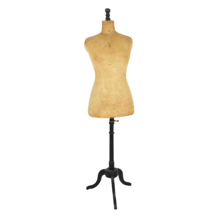 Manequin tailles 44 de couturière en tissu  piétement tripode en bois noirci H. 151 cm