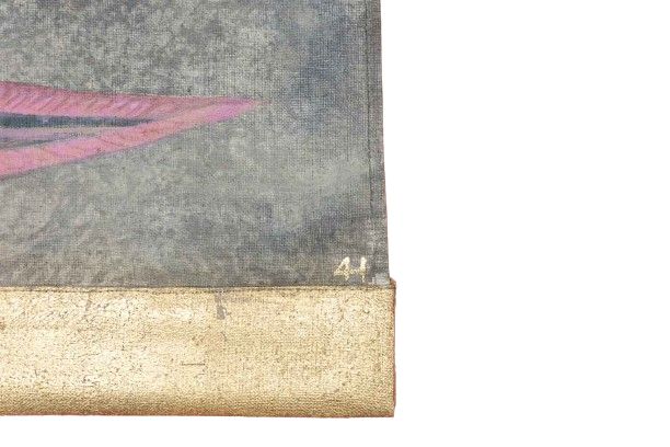 Painted canvas depicting a fish plank. Contemporary work. LS6026911A