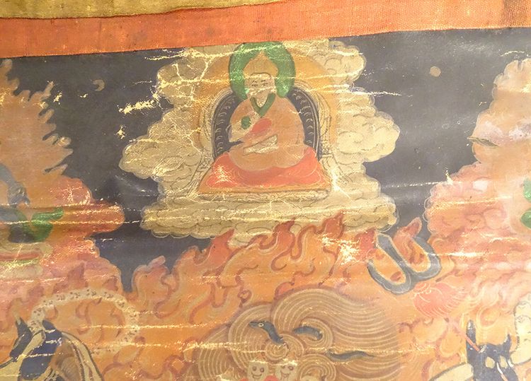 Thangka Tibétain Peinture Bouddhiste Mahakala 6 Bras Dharmapala Tibet 18è