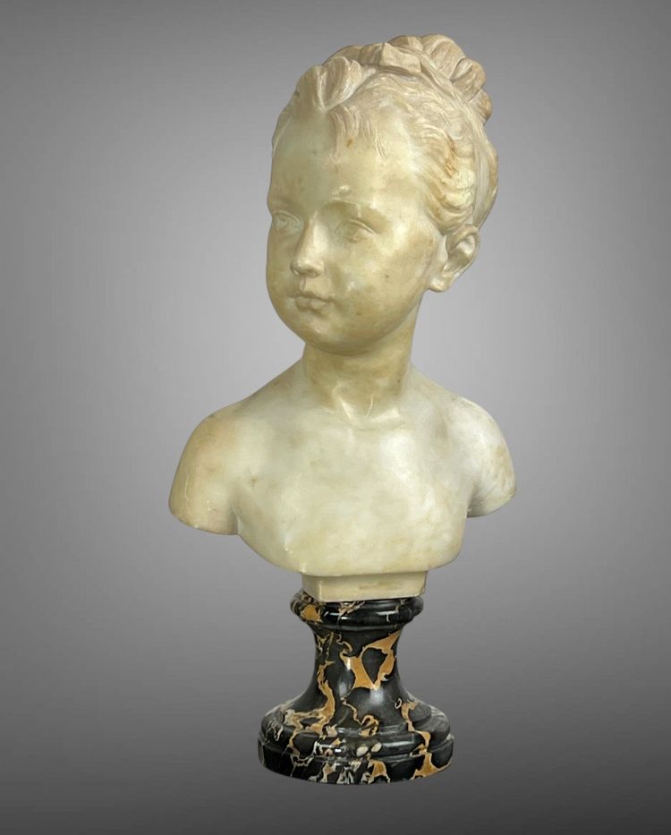 19th CENTURY MARBLE BUST OF LOUISE BRONGNIART AFTER HOUDON (1741-1828)