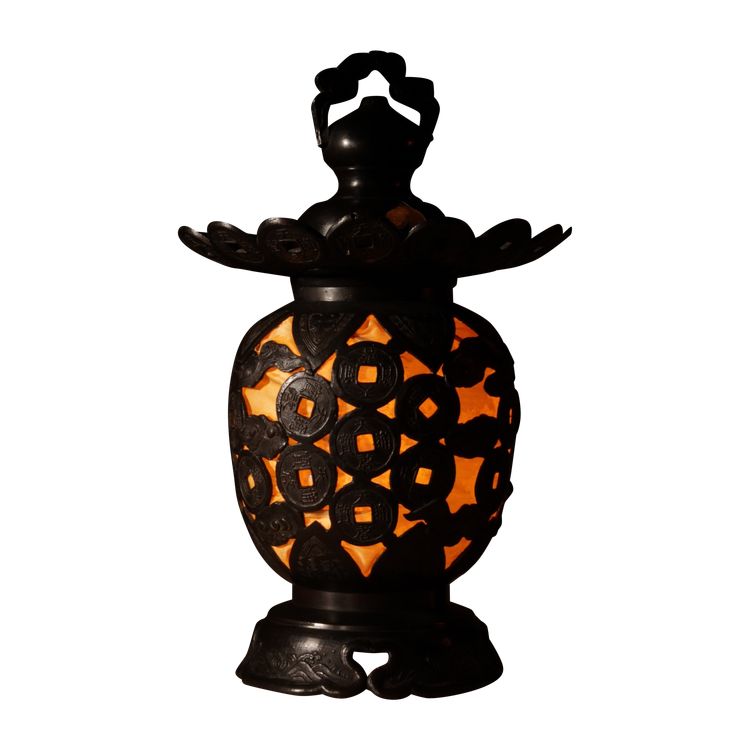 Unusual Large Japanese/Chinese bronze table/hanging lantern lamp, circa 1900-20.