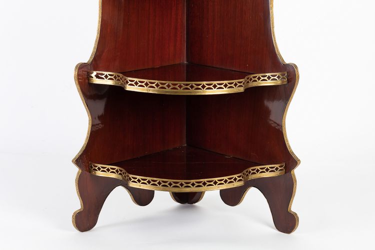 Louis XVI style mahogany corner with bronze and gilt brass decoration circa 1890-1900