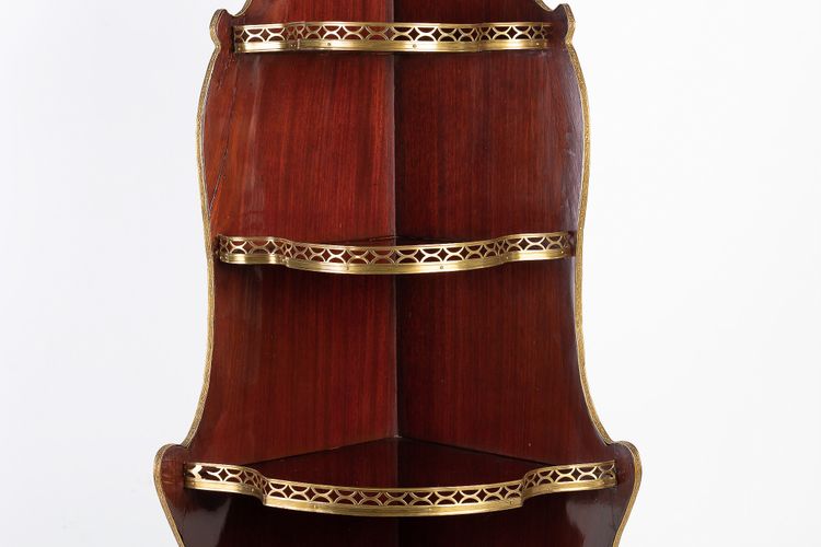 Louis XVI style mahogany corner with bronze and gilt brass decoration circa 1890-1900