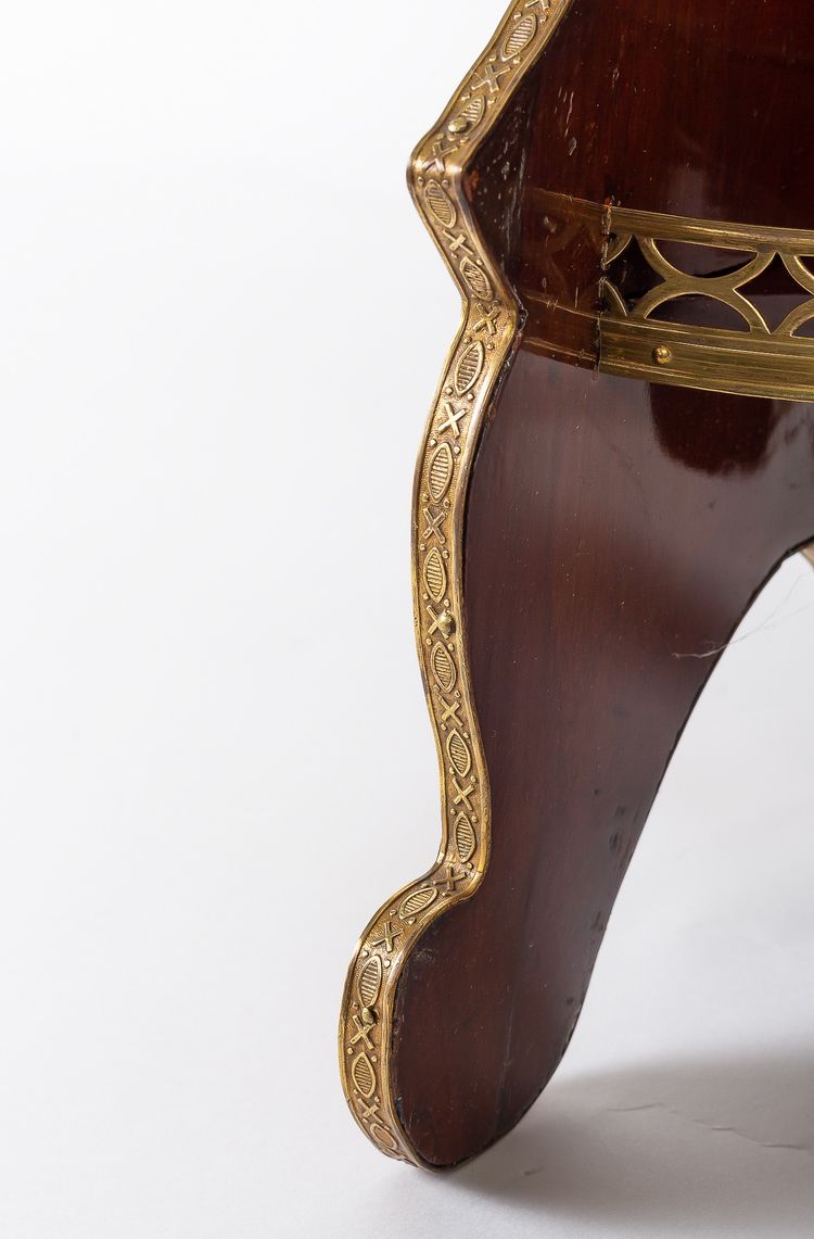 Louis XVI style mahogany corner with bronze and gilt brass decoration circa 1890-1900