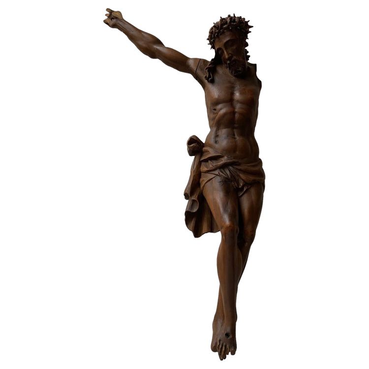 Christ en noyer XVIIe fine sculpture